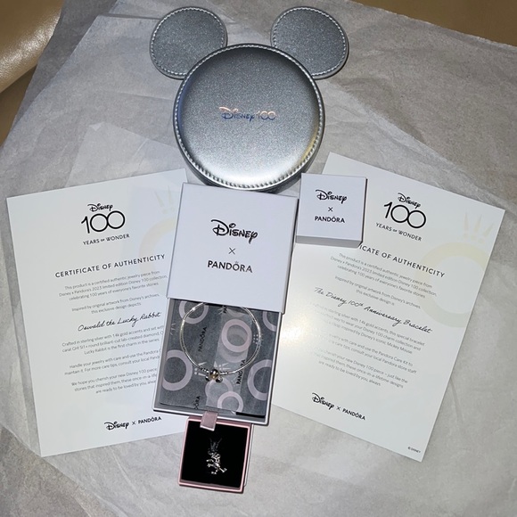LIMITED EDITION 3pcs Set DISNEY PANDORA 100th Bracelet, Oswald and Mickey Box - Picture 12 of 16
